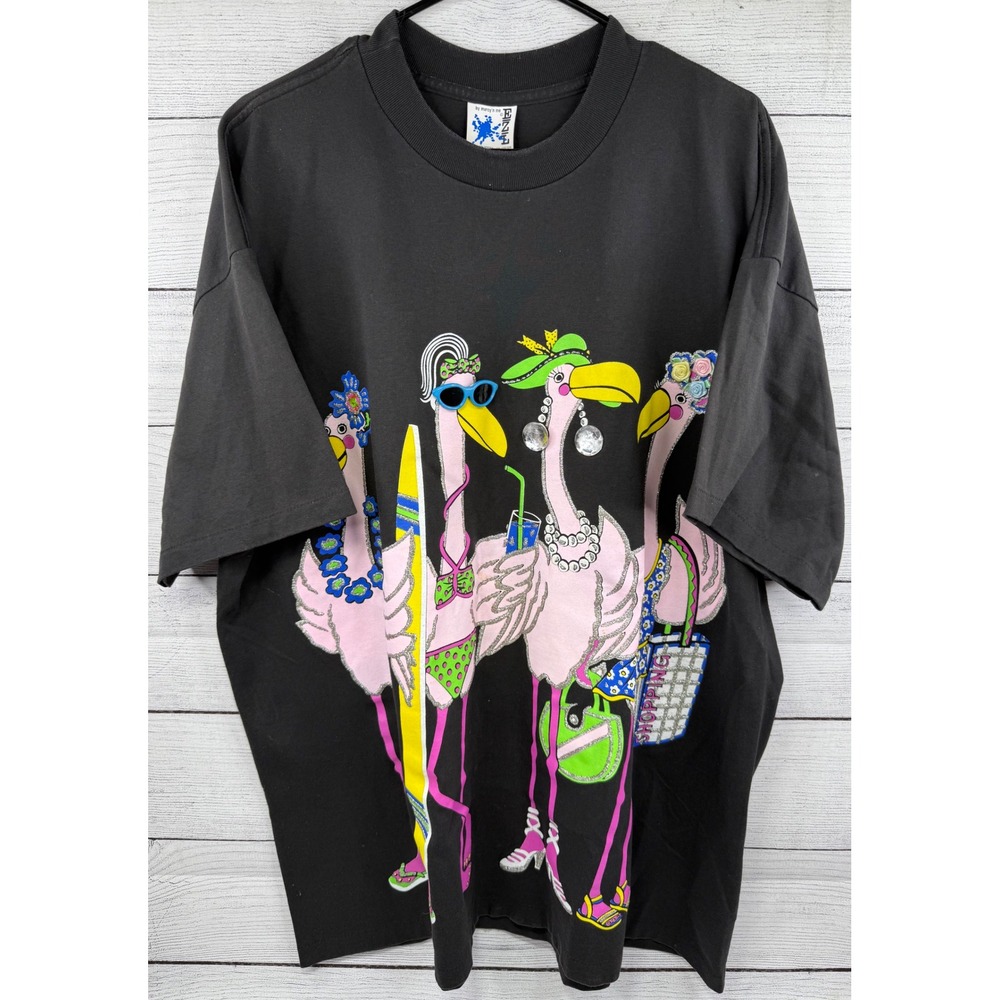 Marcy N Me 1992 Vintage Pink Flamingo Graphic T Shirt One‎ Size Fits All